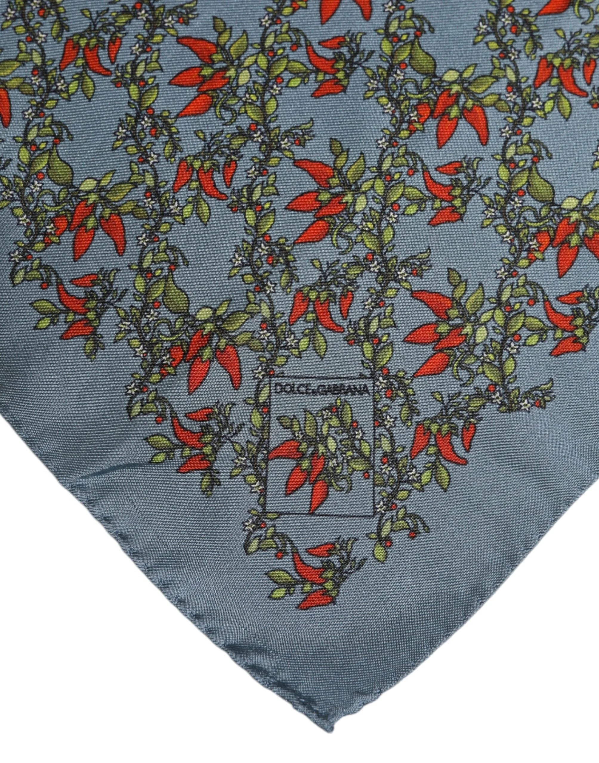 Dolce & Gabbana Gray Chilis Silk Square Men Foulard Scarf - Scarves & Shawls