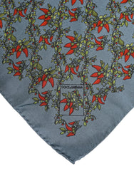 Dolce & Gabbana Gray Chilis Silk Square Men Foulard Scarf - Scarves & Shawls