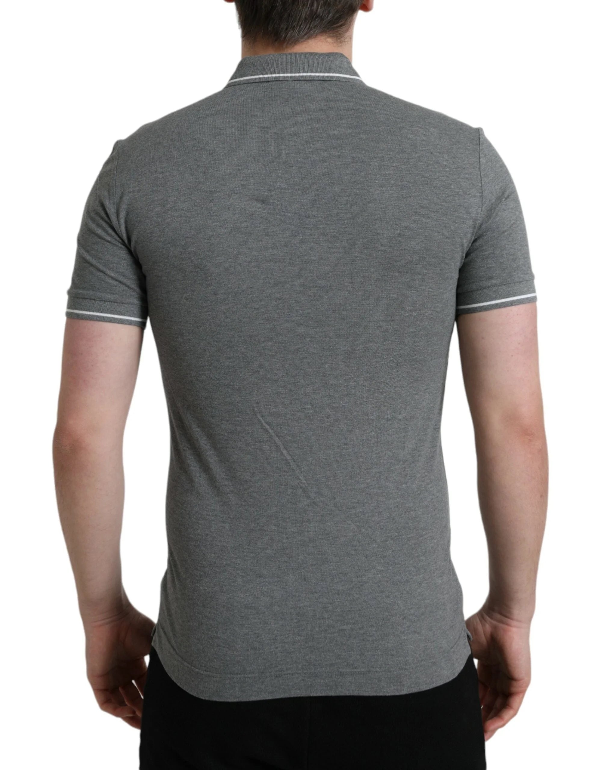 Dolce & Gabbana Gray Collared Short Sleeve Crown T-shirt - IT44 | XS - Polos