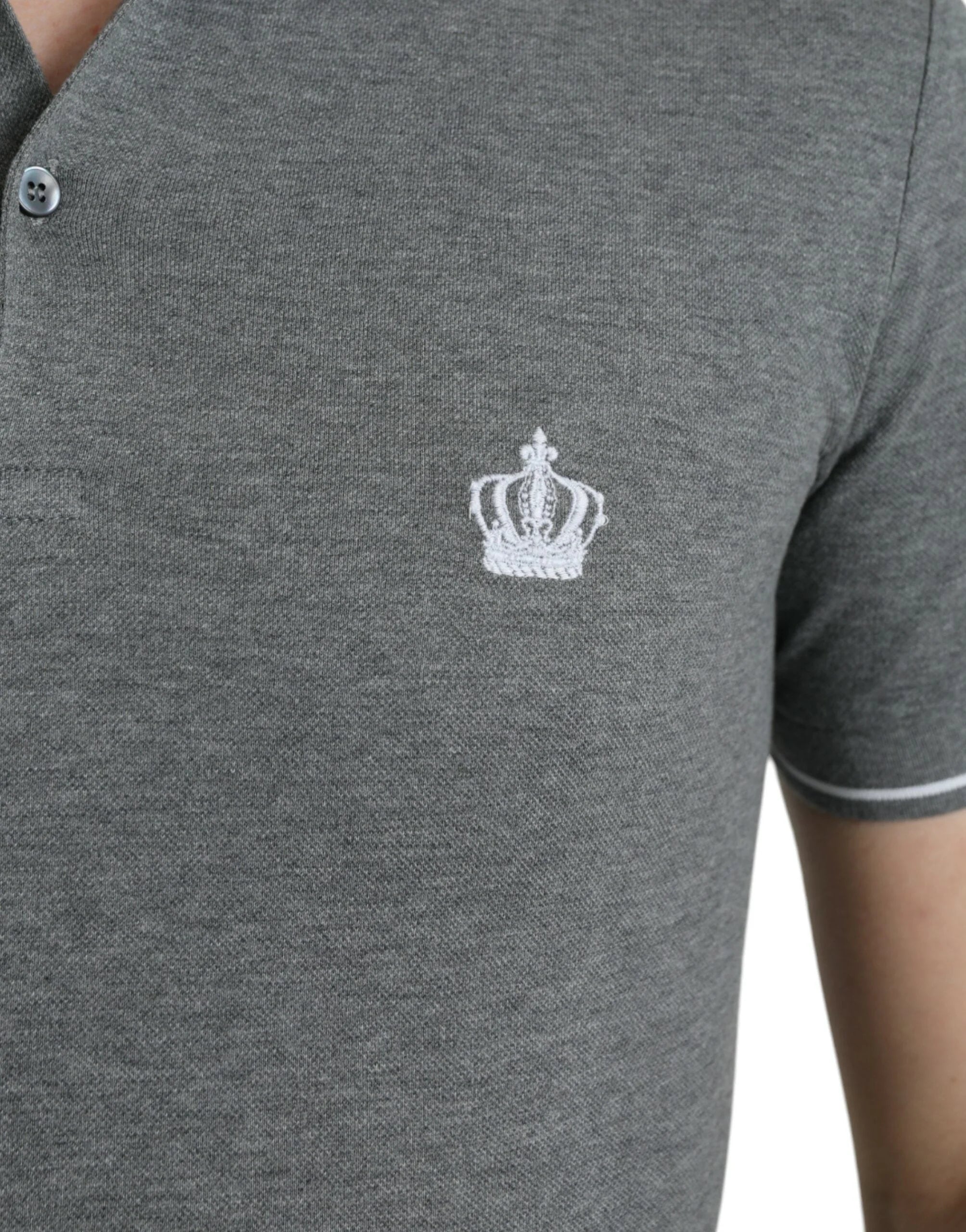 Dolce & Gabbana Gray Collared Short Sleeve Crown T-shirt - IT44 | XS - Polos