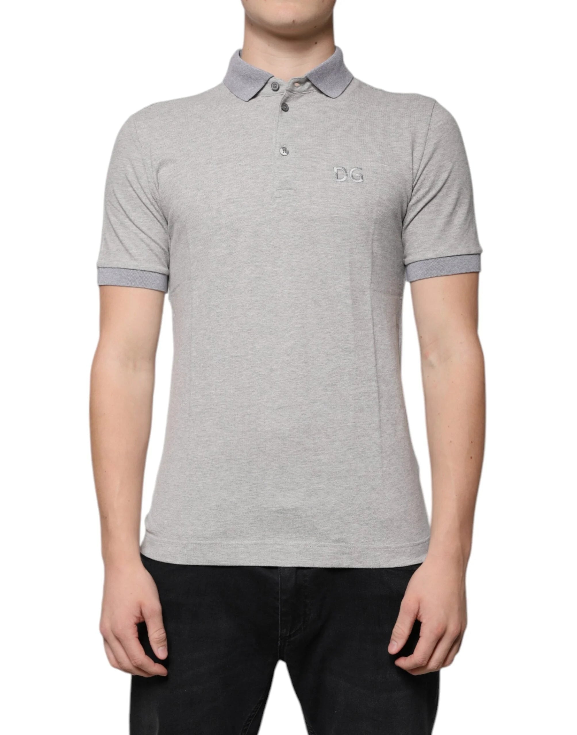 Dolce & Gabbana Gray Collared Short Sleeves Men Polo T-shirt - IT46 | S - Polos