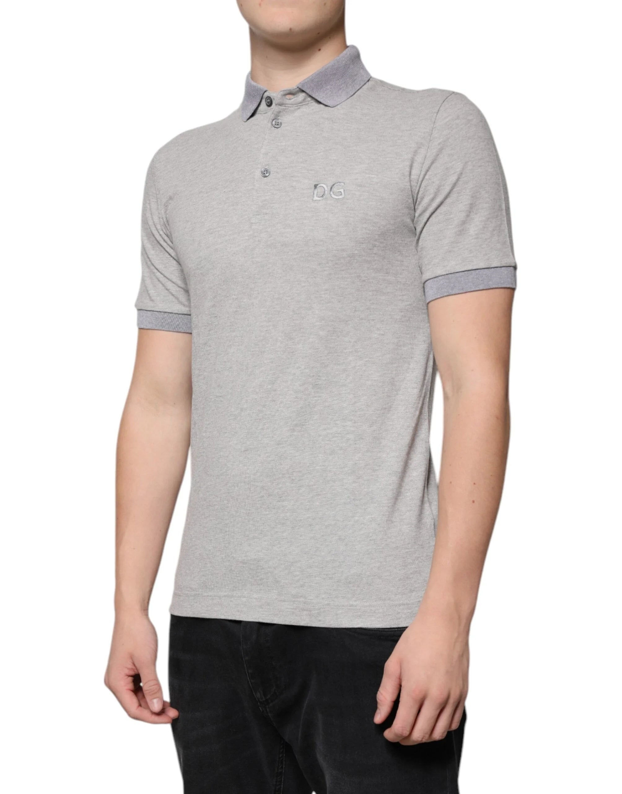 Dolce & Gabbana Gray Collared Short Sleeves Men Polo T-shirt - IT46 | S - Polos