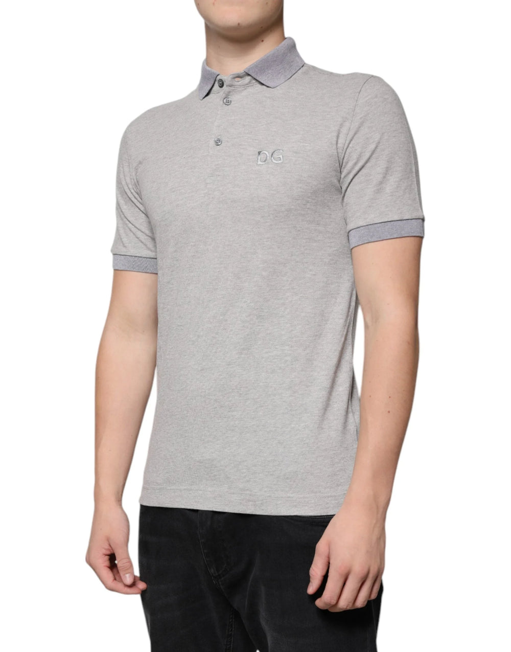 Dolce & Gabbana Gray Collared Short Sleeves Men Polo T-shirt - IT46 | S - Polos