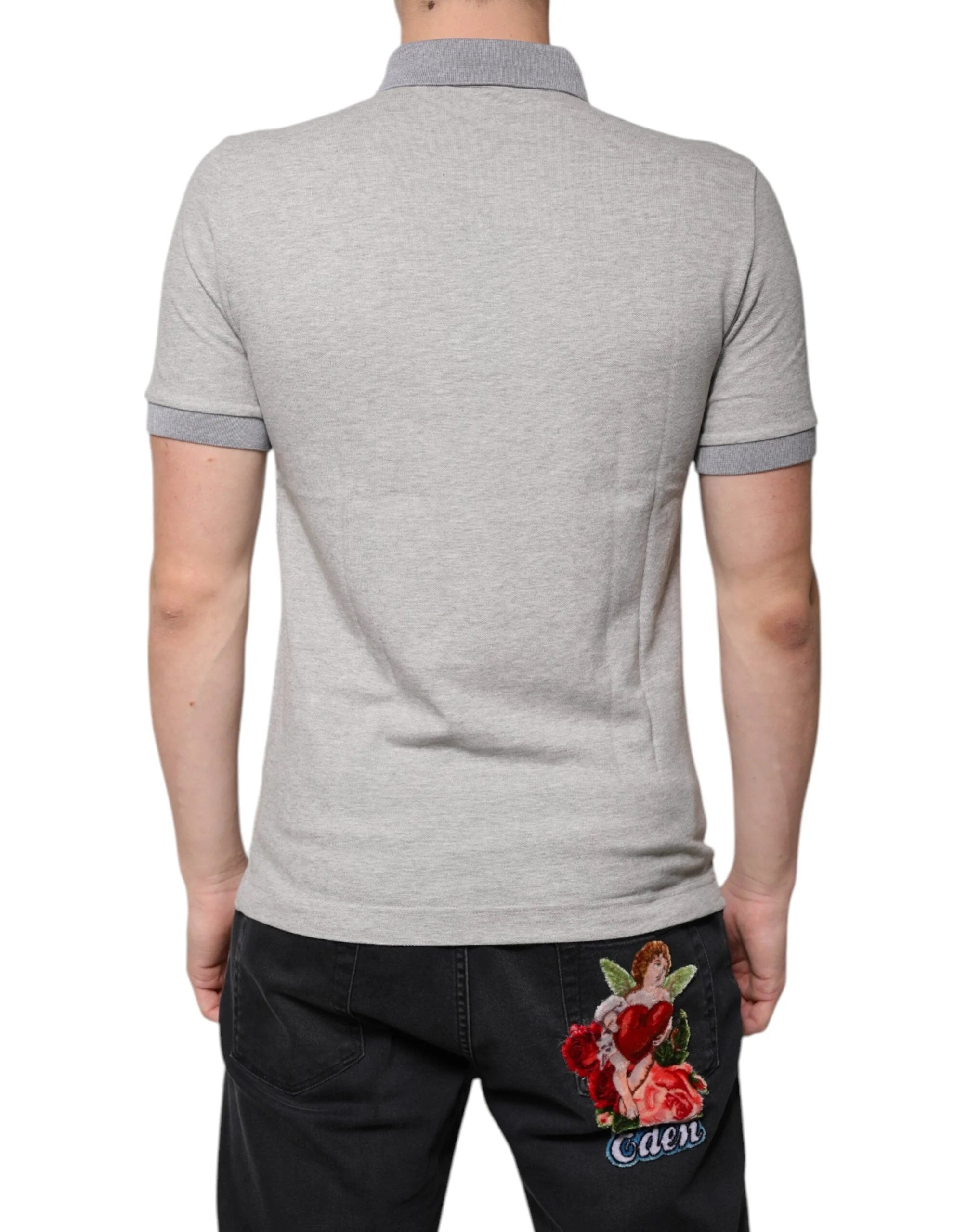 Dolce & Gabbana Gray Collared Short Sleeves Men Polo T-shirt - IT46 | S - Polos