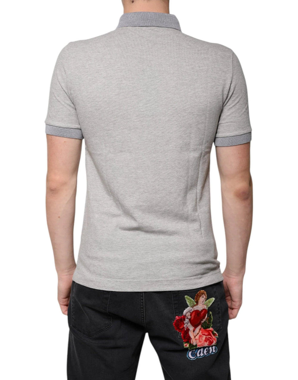 Dolce & Gabbana Gray Collared Short Sleeves Men Polo T-shirt - IT46 | S - Polos
