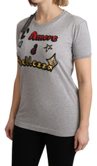 Dolce & Gabbana Gray Cotton Amore e Bellezza Top T-shirt - T-Shirts