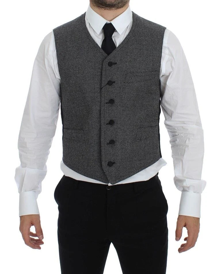 Dolce & Gabbana Gray Cotton Blend Logo Vest Gilet Weste - IT48 | M - Vests