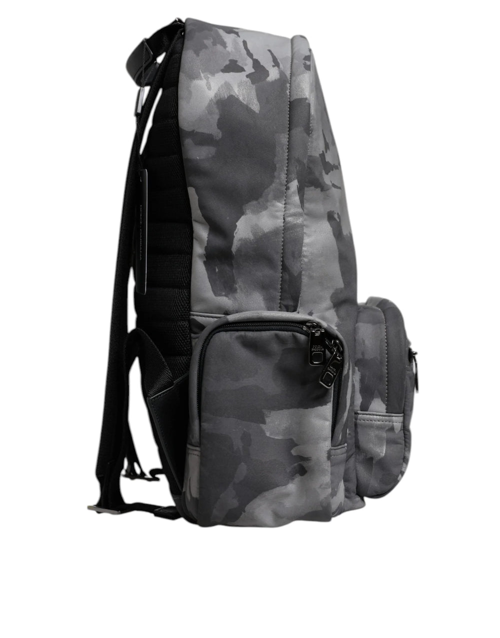 Dolce & Gabbana Gray Cotton Camouflage Logo Plaque Backpack Bag - Backpacks