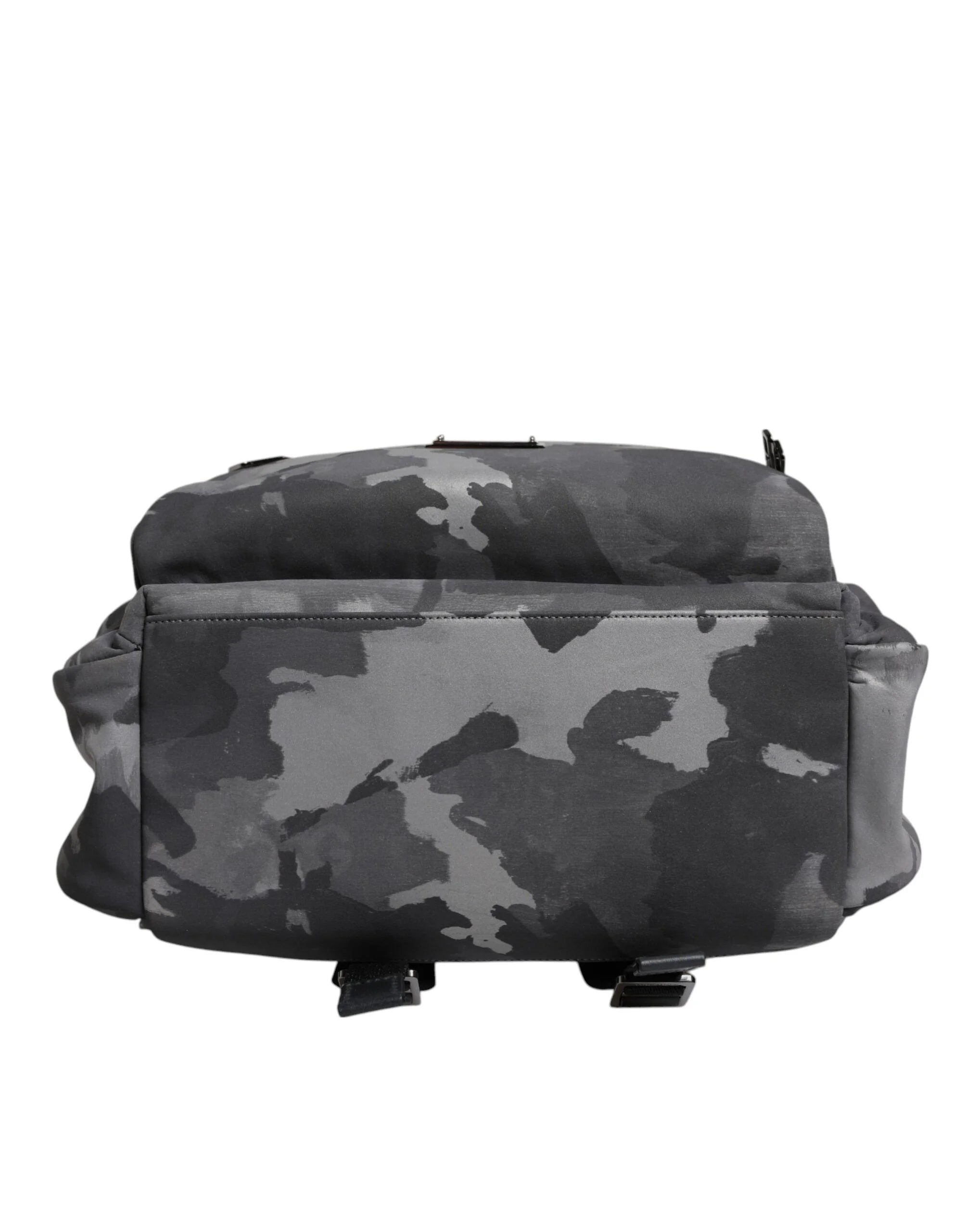 Dolce & Gabbana Gray Cotton Camouflage Logo Plaque Backpack Bag - Backpacks