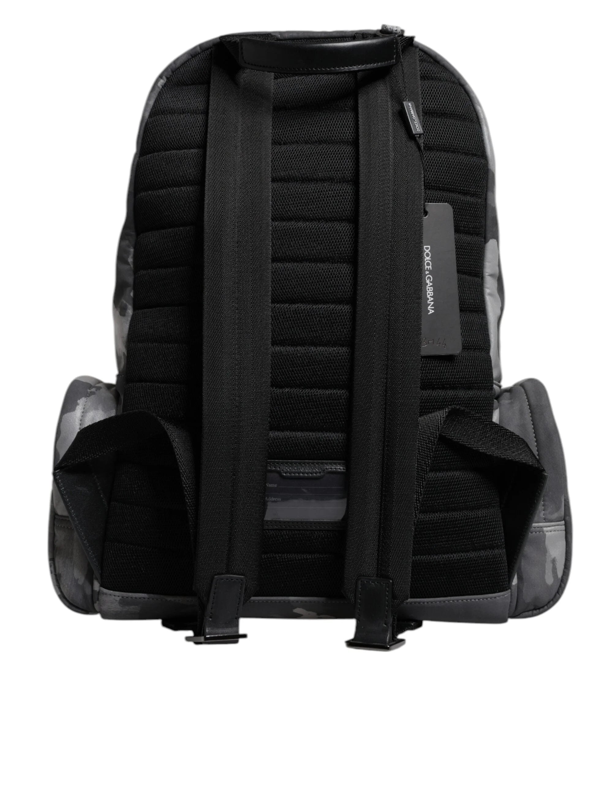 Dolce & Gabbana Gray Cotton Camouflage Logo Plaque Backpack Bag