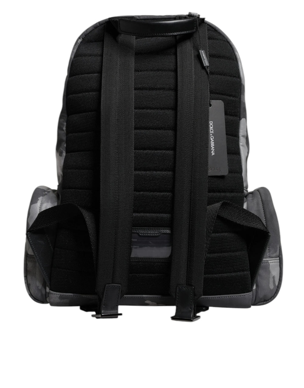 Dolce & Gabbana Gray Cotton Camouflage Logo Plaque Backpack Bag