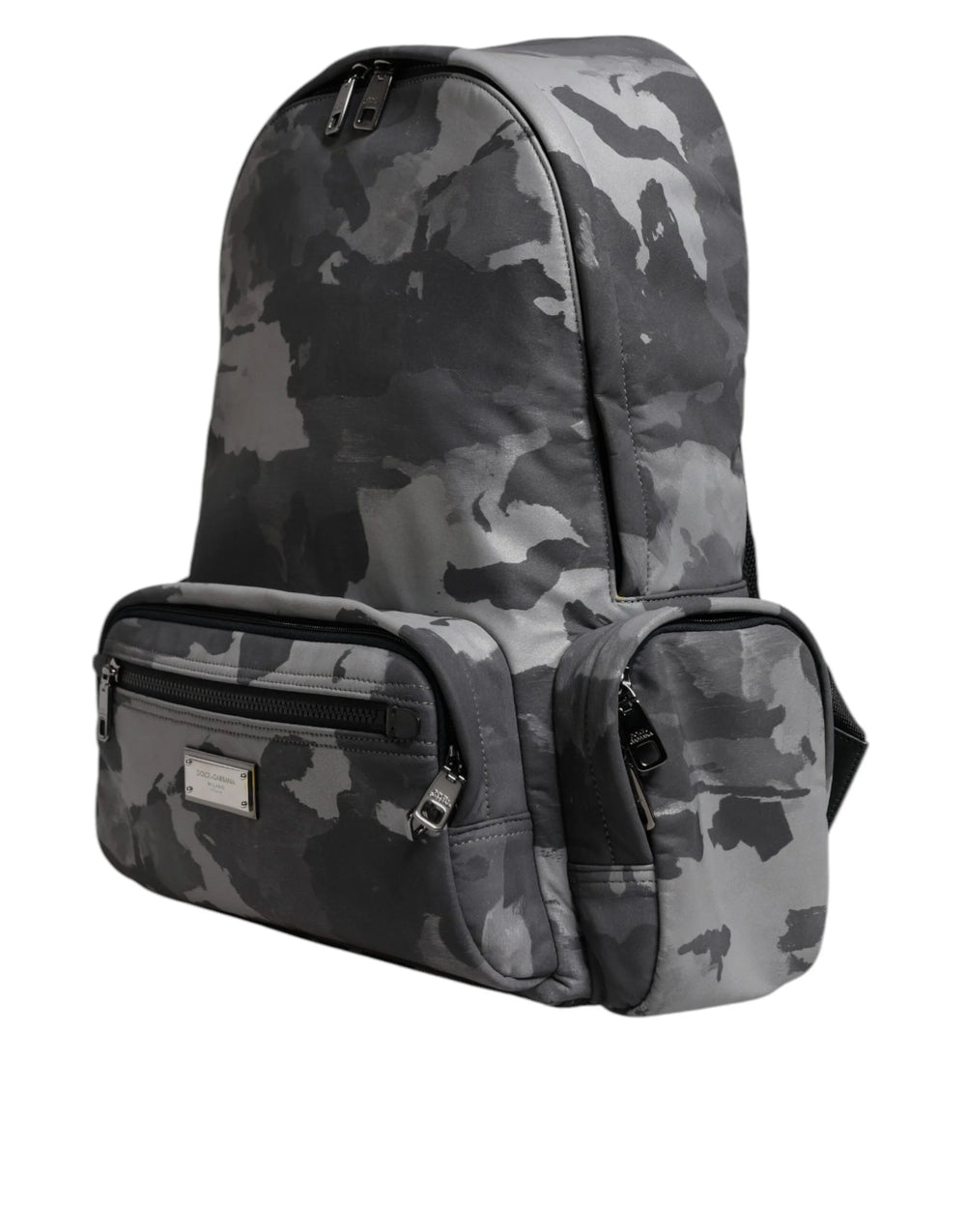 Dolce & Gabbana Gray Cotton Camouflage Logo Plaque Backpack Bag - Backpacks