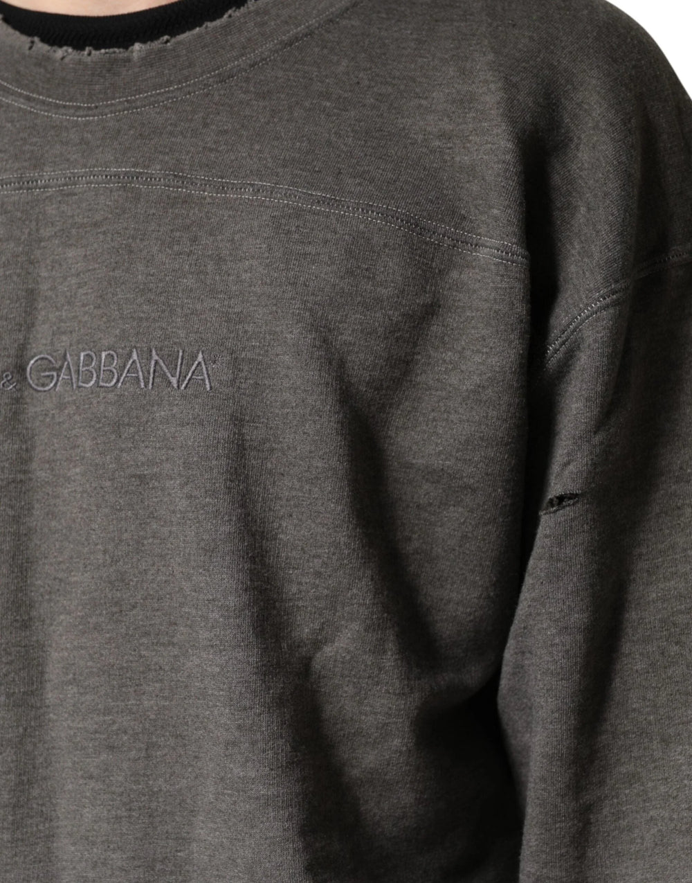 Dolce & Gabbana Gray Cotton Crew Neck Men Sweatshirt Sweater - IT48 | M