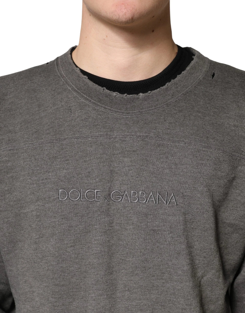 Dolce & Gabbana Gray Cotton Crew Neck Men Sweatshirt Sweater - IT48 | M