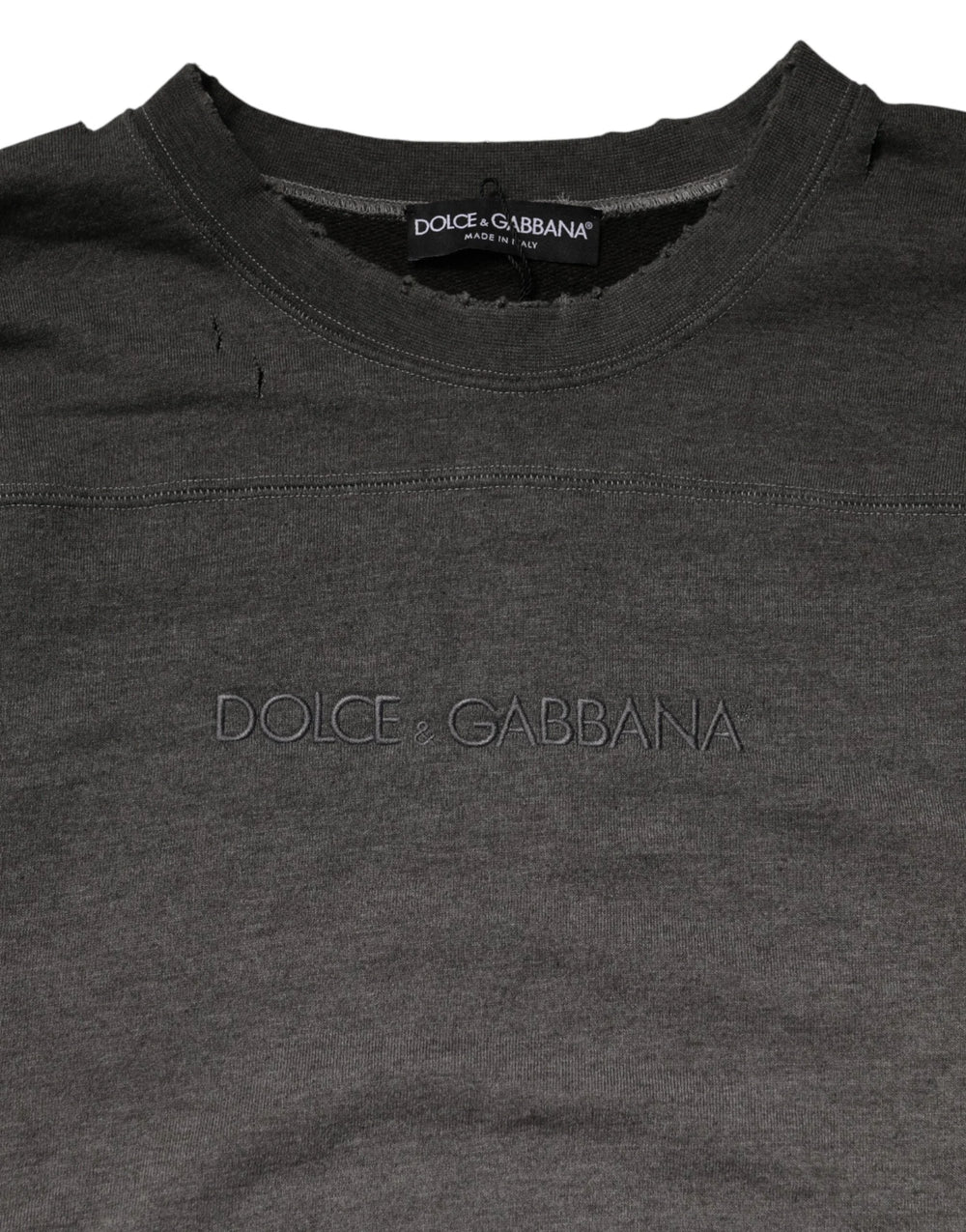 Dolce & Gabbana Gray Cotton Crew Neck Men Sweatshirt Sweater - IT48 | M