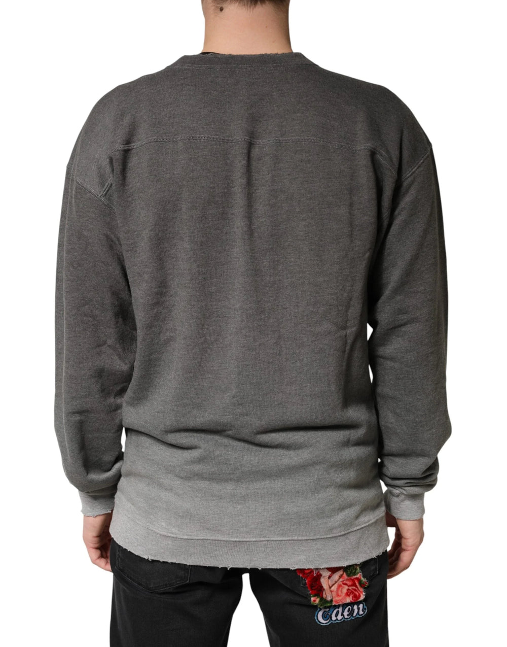 Dolce & Gabbana Gray Cotton Crew Neck Men Sweatshirt Sweater - IT48 | M