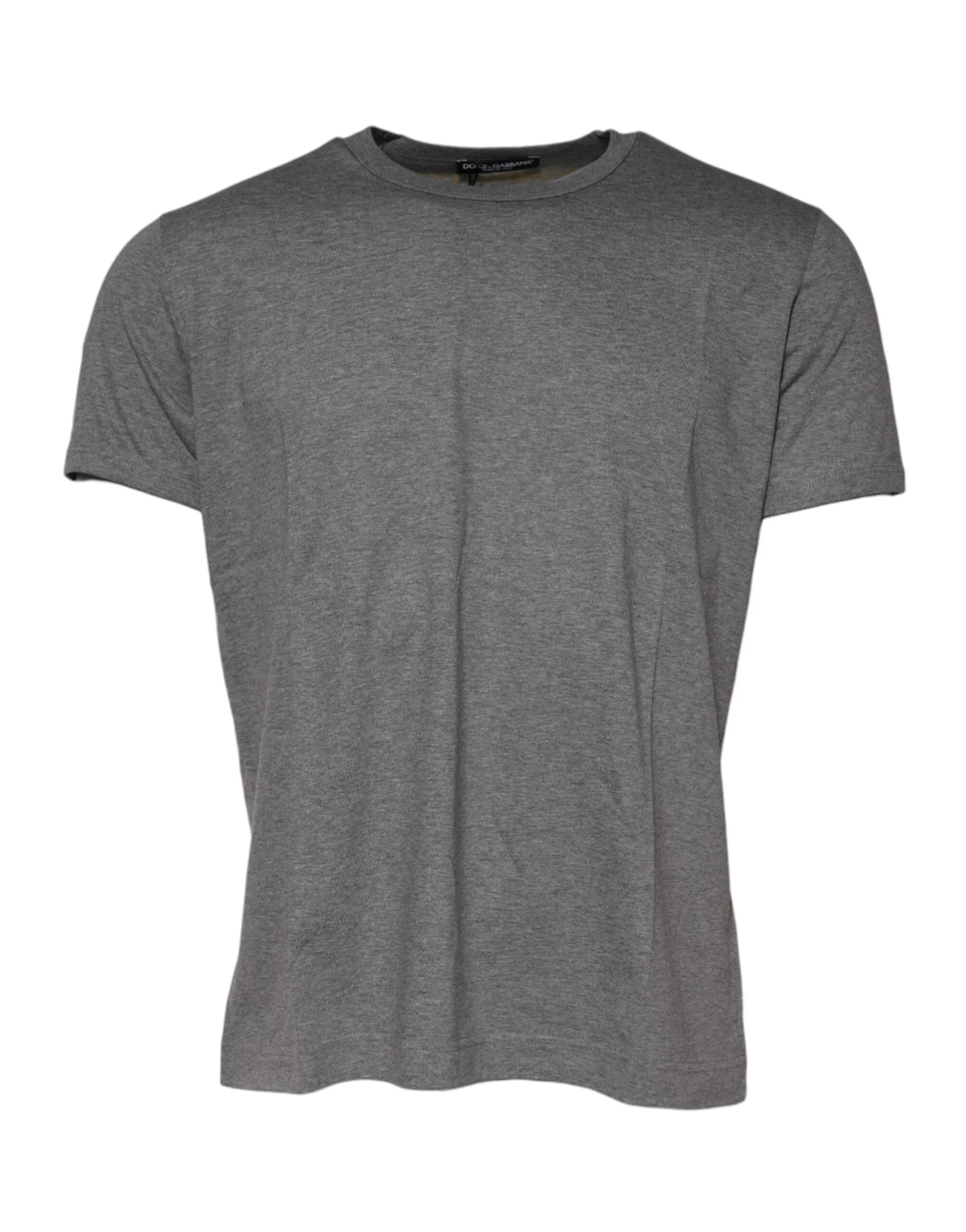 Dolce & Gabbana Gray Cotton Crew Neck Short Sleeves T-shirt - T-Shirts