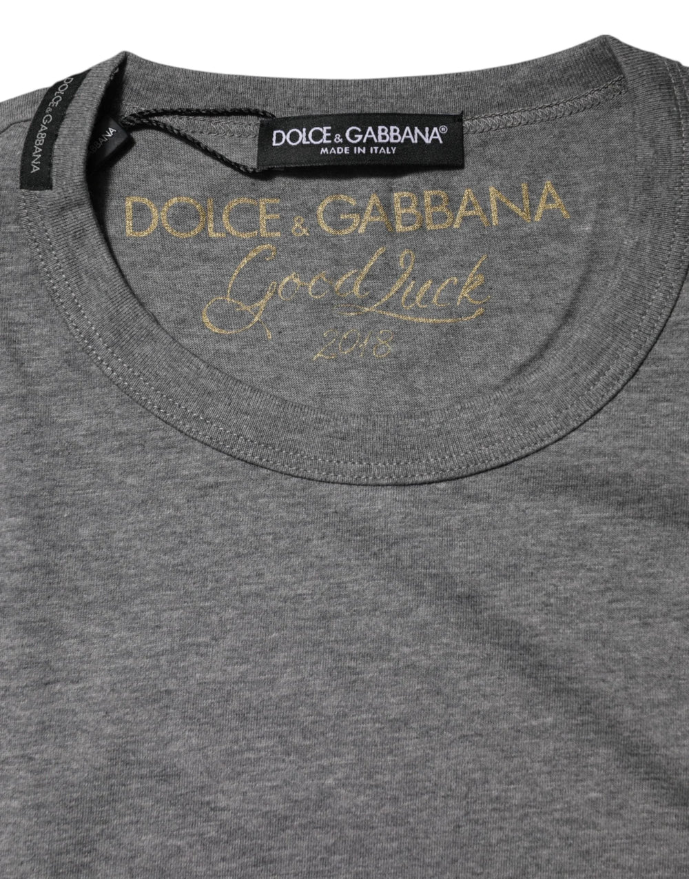 Dolce & Gabbana Gray Cotton Crew Neck Short Sleeves T-shirt - T-Shirts