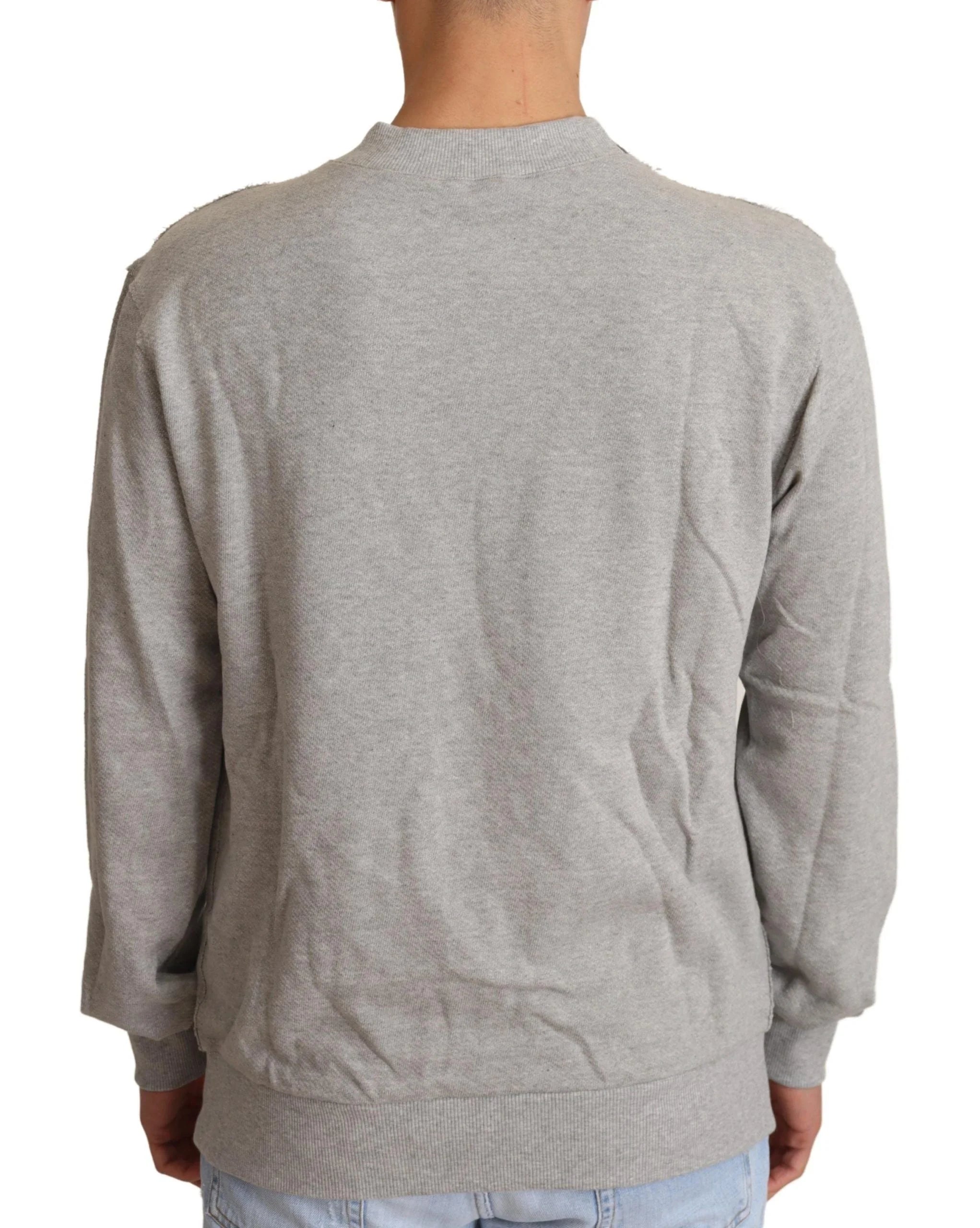 Dolce & Gabbana Gray Cotton Crewneck Pullover Sweater - IT50 | L - Sweaters