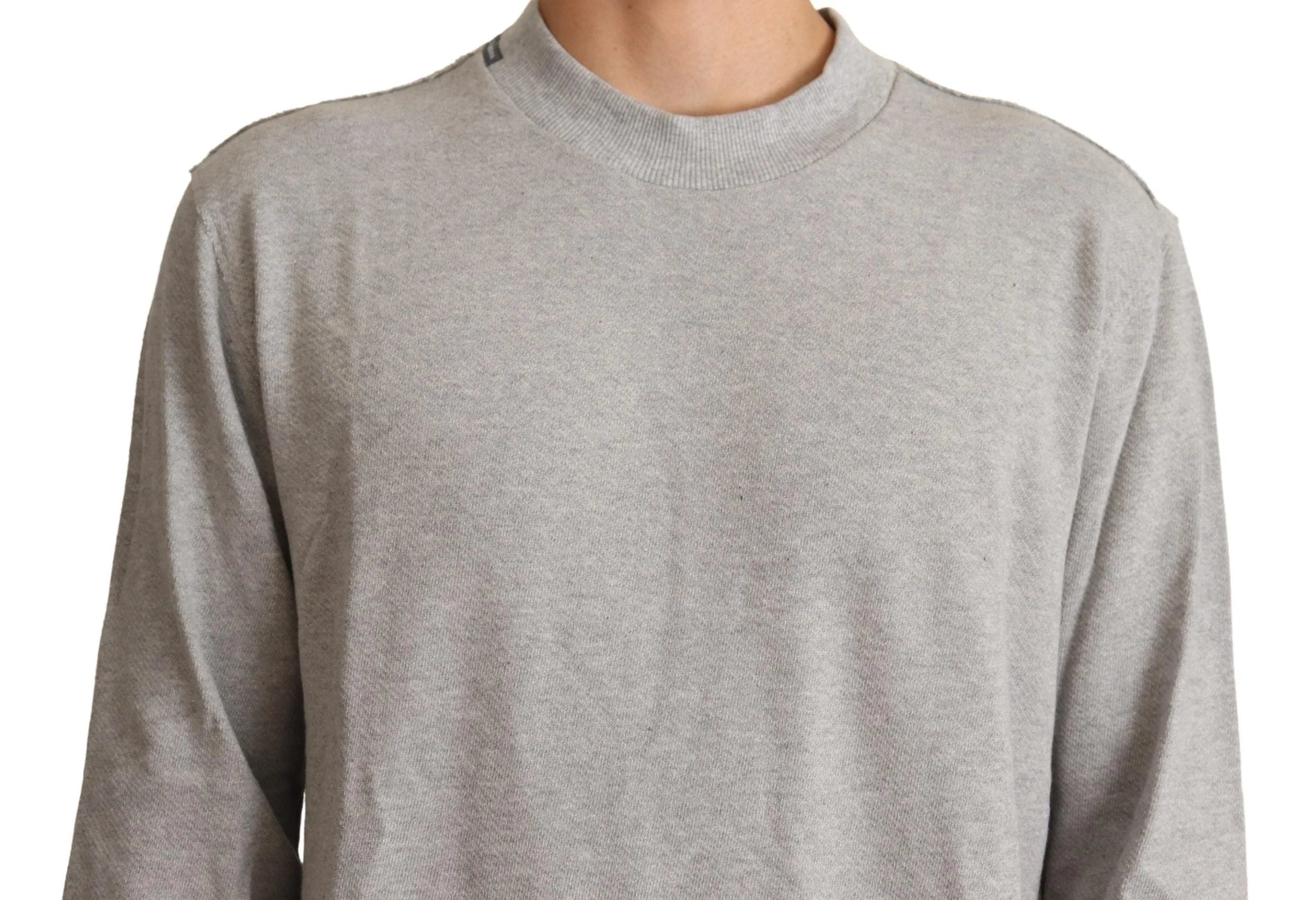 Dolce & Gabbana Gray Cotton Crewneck Pullover Sweater - IT50 | L - Sweaters