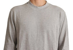 Dolce & Gabbana Gray Cotton Crewneck Pullover Sweater - IT50 | L - Sweaters