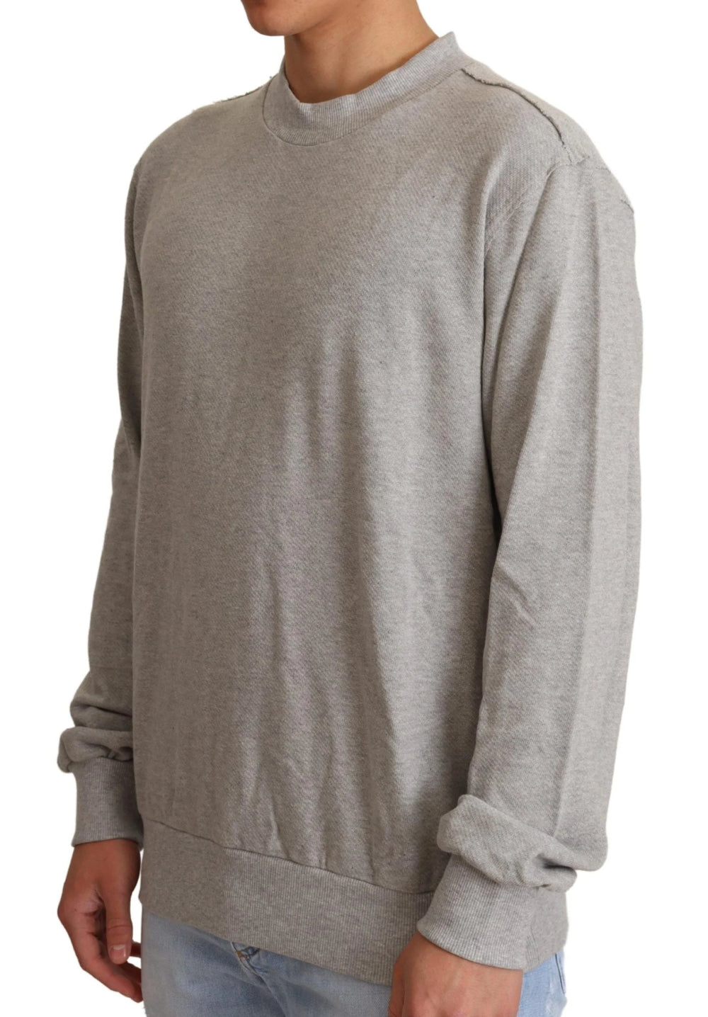 Dolce & Gabbana Gray Cotton Crewneck Pullover Sweater - IT50 | L - Sweaters