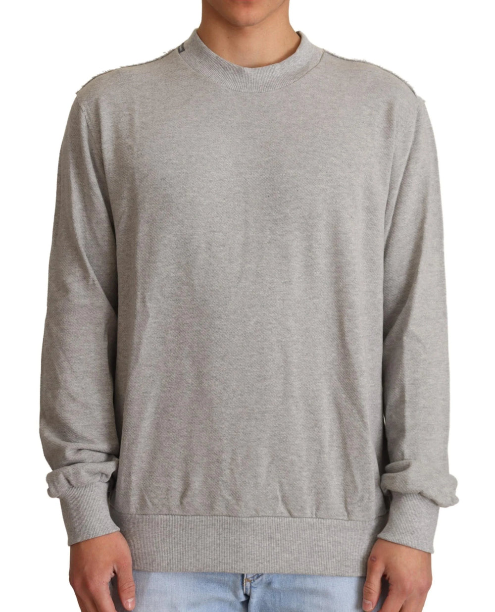 Dolce & Gabbana Gray Cotton Crewneck Pullover Sweater - IT50 | L - Sweaters