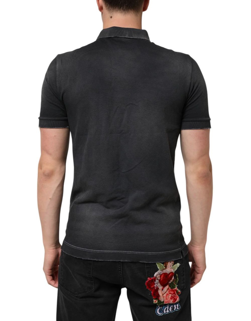 Dolce & Gabbana Gray Cotton Crown Collared Men Polo T-shirt - IT50 | L - Polos