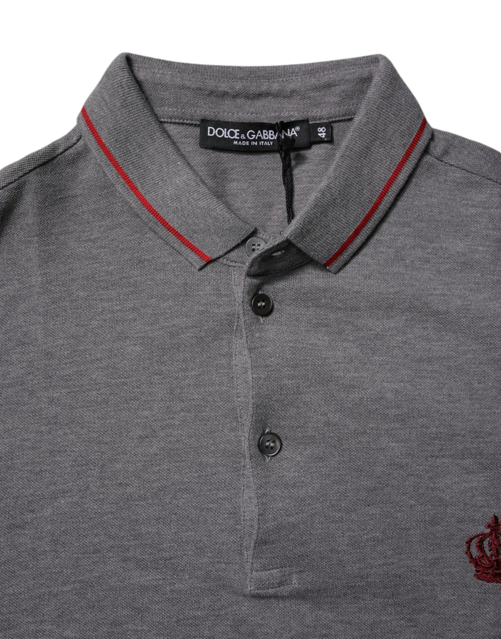 Dolce & Gabbana Gray Cotton Crown Collared Polo T-shirt - IT44 | XS - Polos