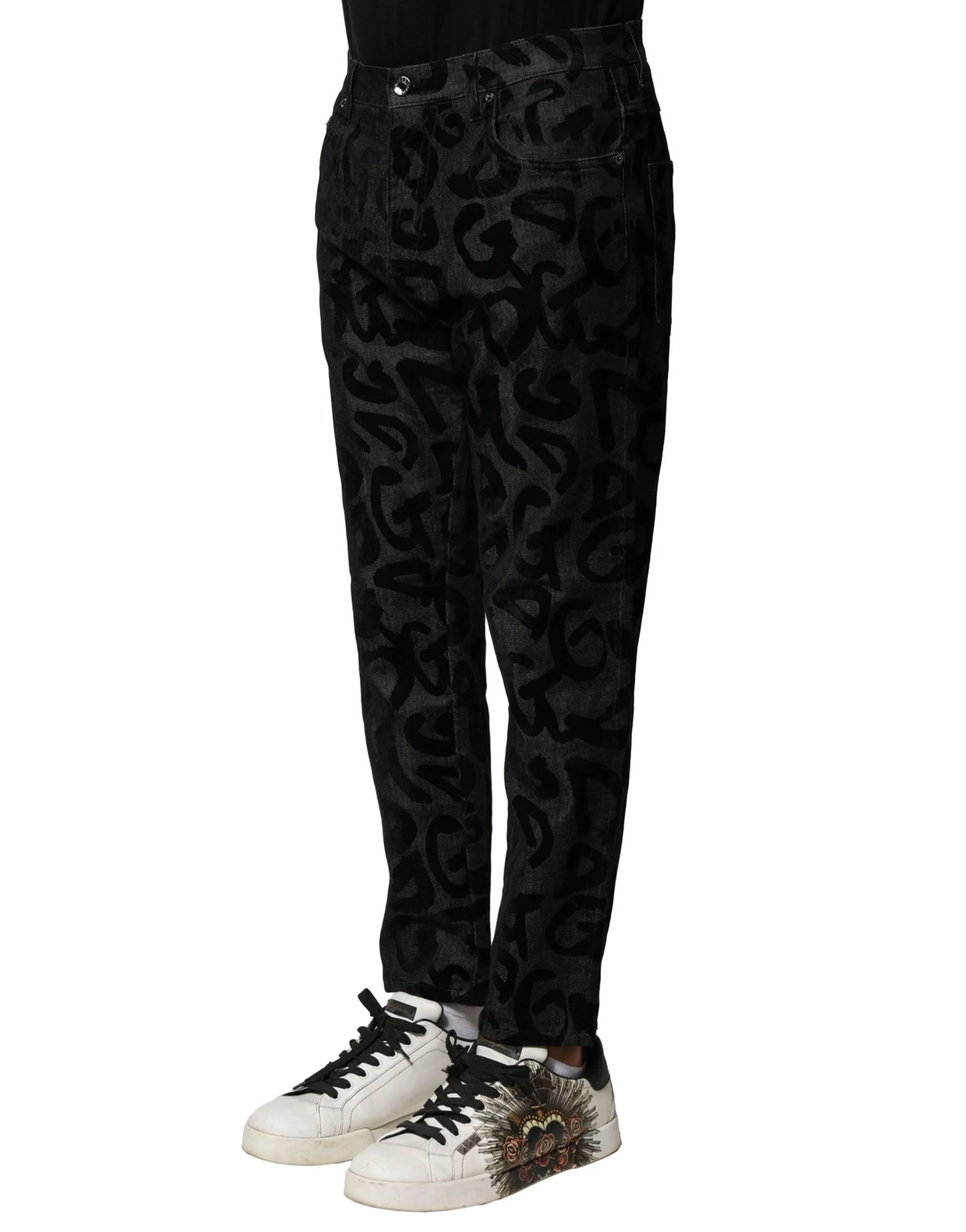 Dolce & Gabbana Gray Cotton DG Logo Straight Men Denim Jeans - IT46 | S