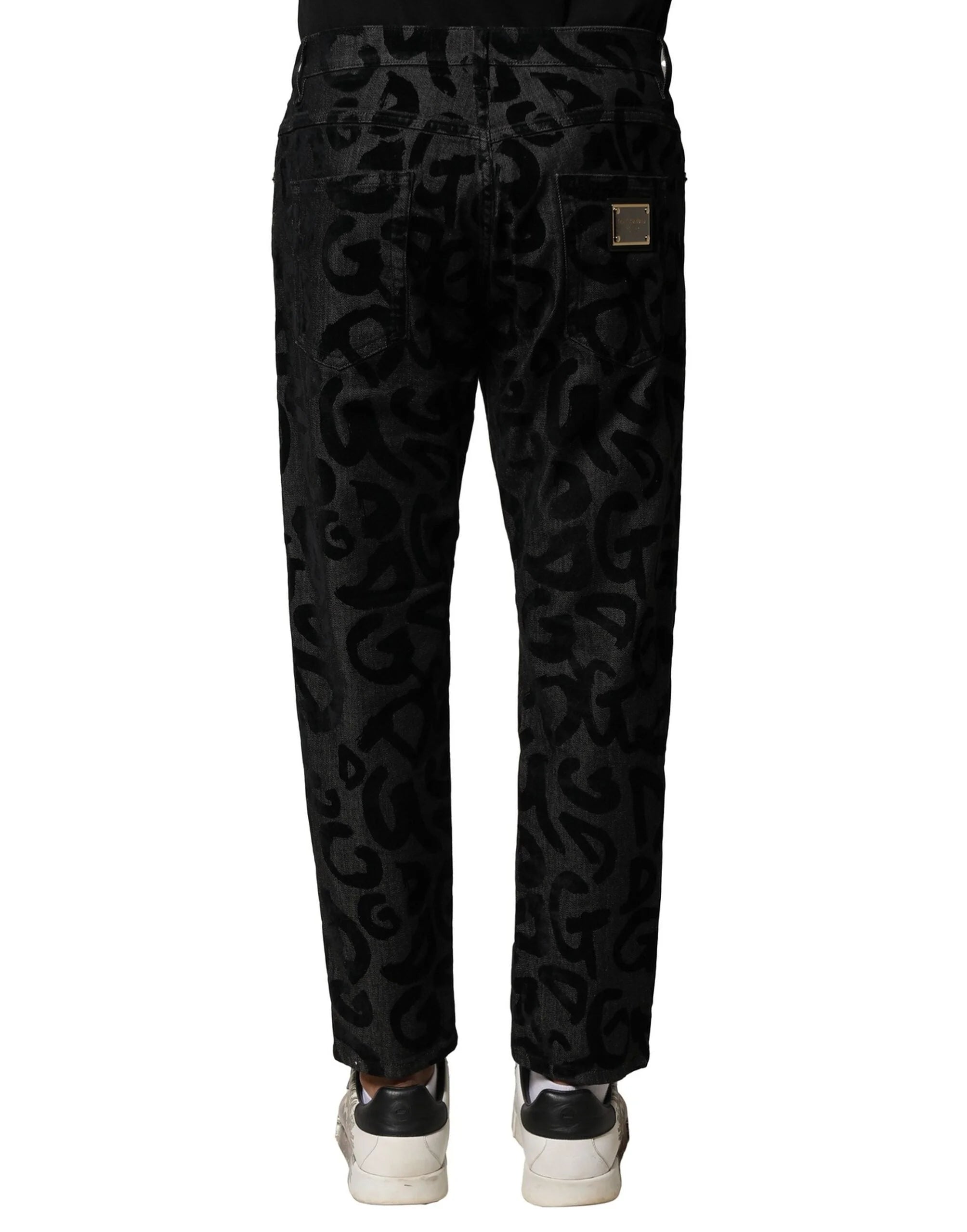 Dolce & Gabbana Gray Cotton DG Logo Straight Men Denim Jeans - IT46 | S