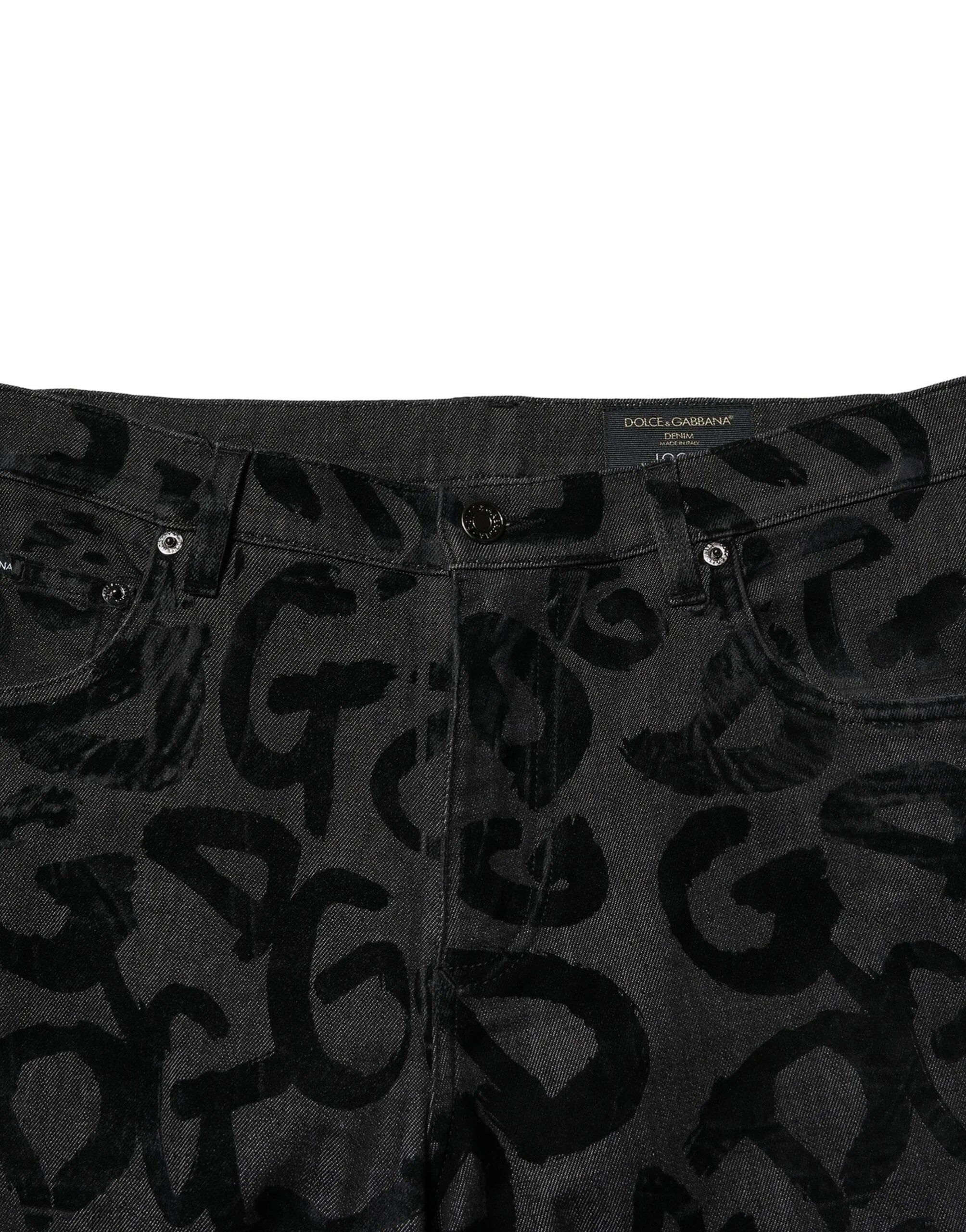 Dolce & Gabbana Gray Cotton DG Logo Straight Men Denim Jeans - IT46 | S