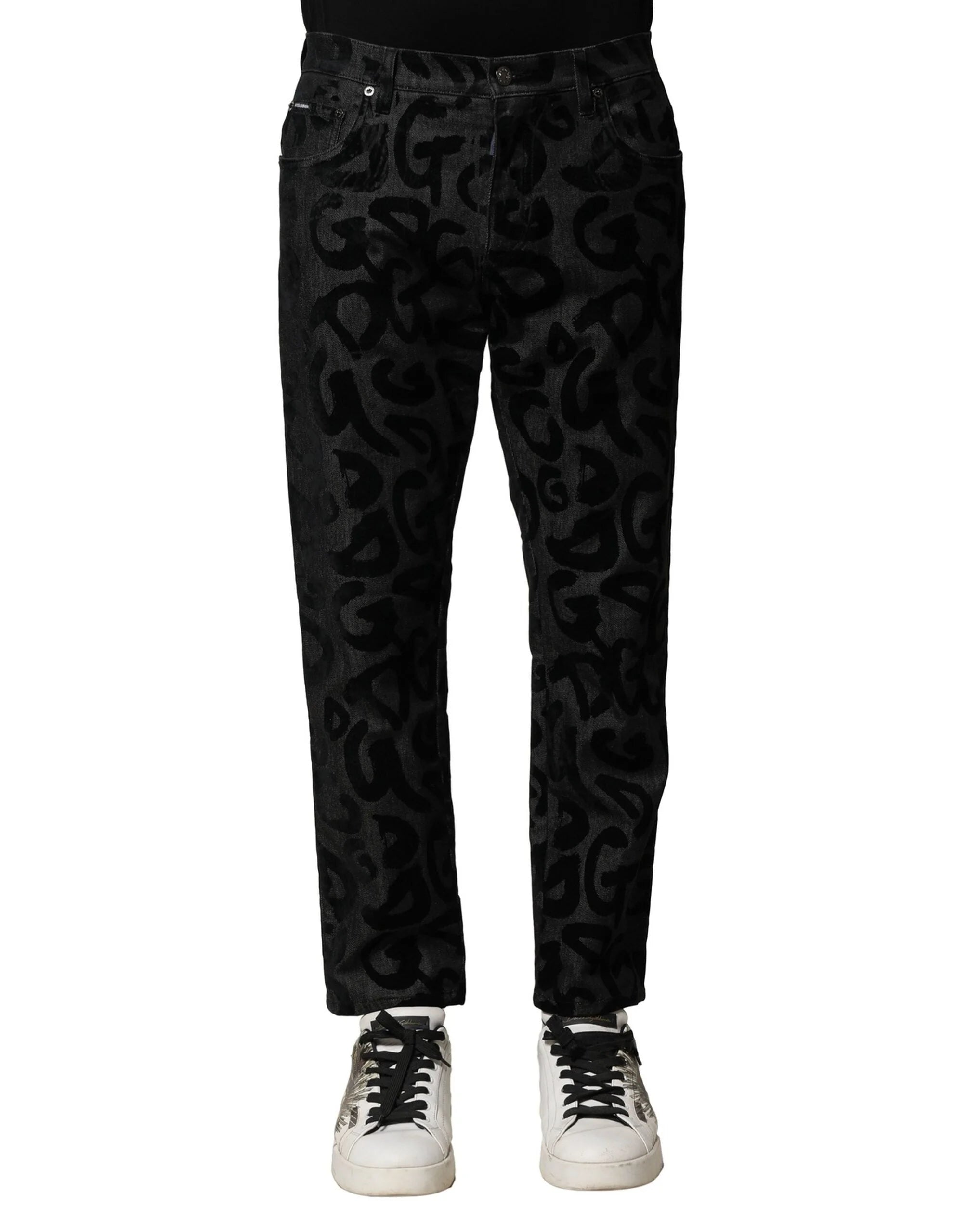 Dolce & Gabbana Gray Cotton DG Logo Straight Men Denim Jeans - IT46 | S