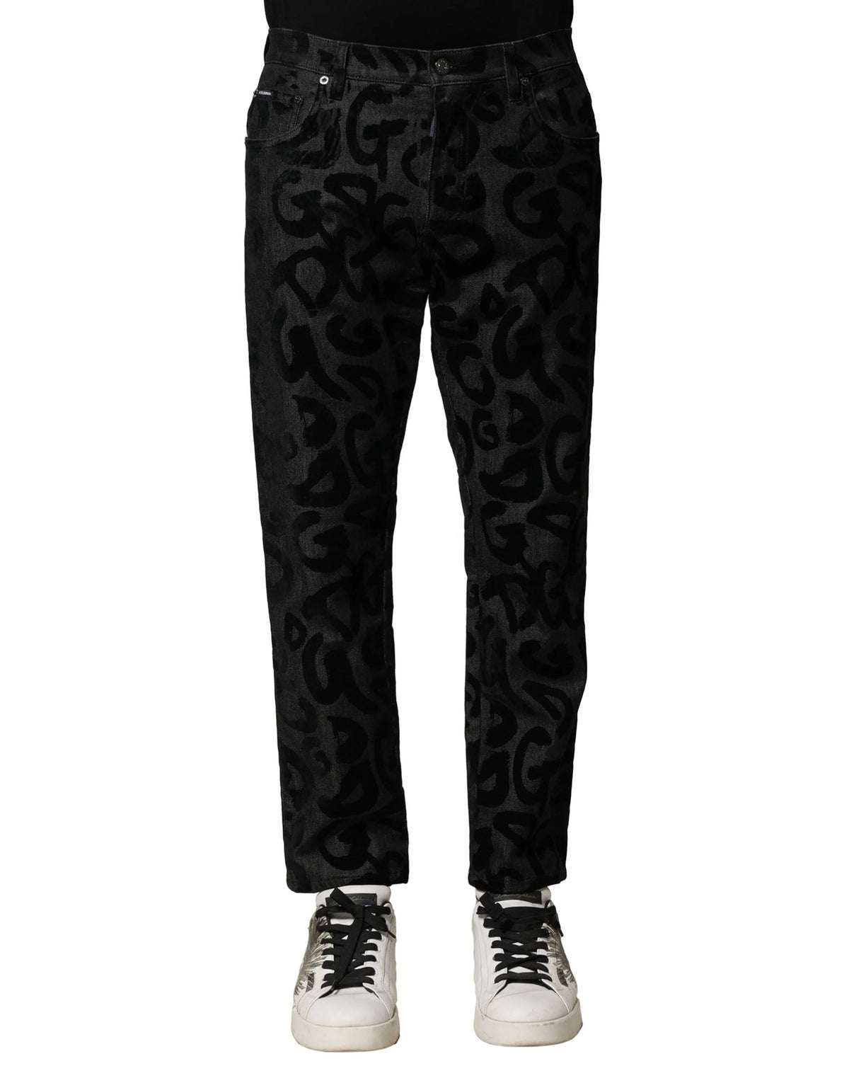 Dolce & Gabbana Gray Cotton DG Logo Straight Men Denim Jeans - IT46 | S