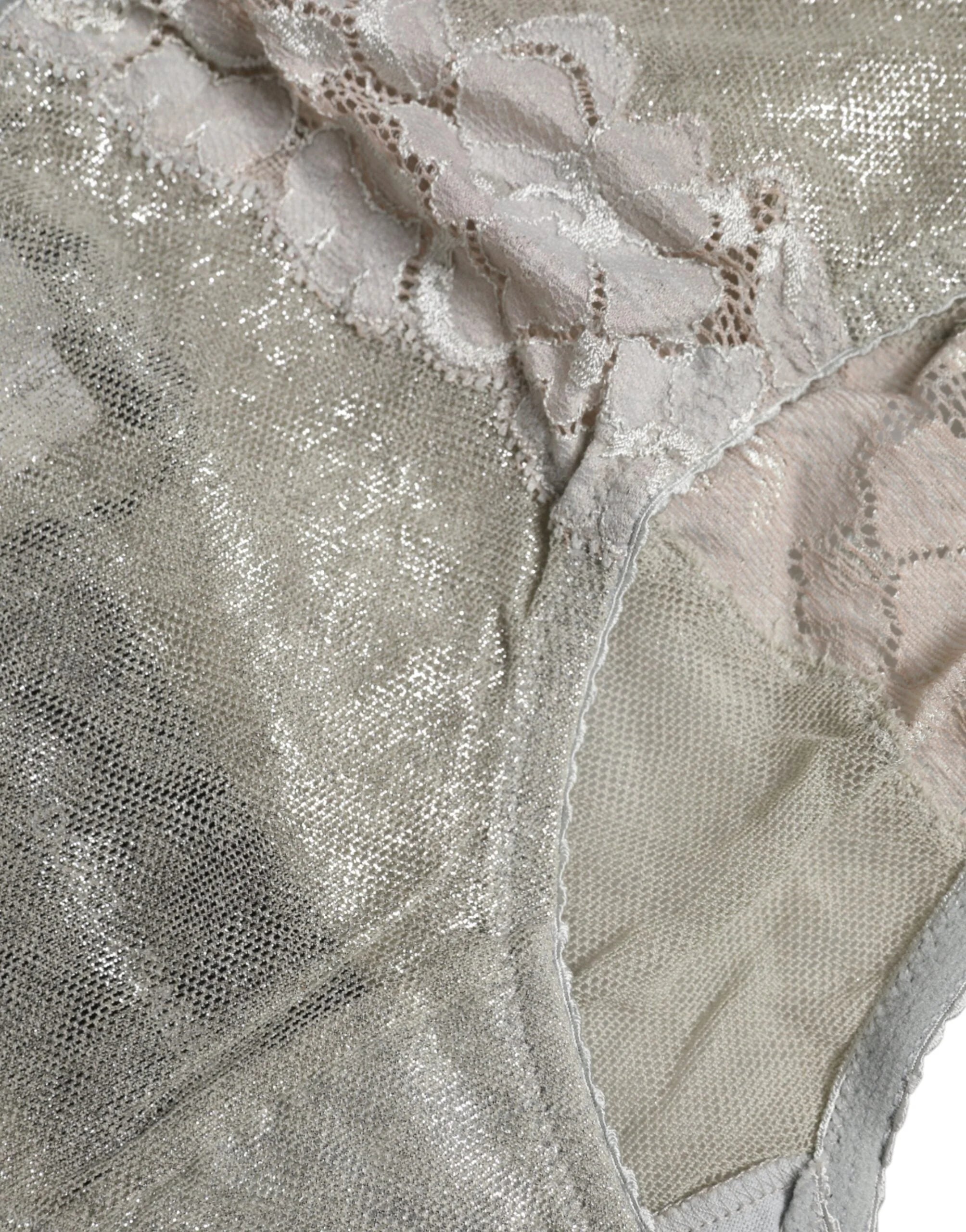 Dolce & Gabbana Gray Cotton Floral Lace High Waist Panty Underwear - IT2 | S - Briefs