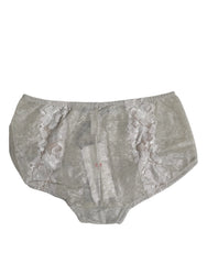 Dolce & Gabbana Gray Cotton Floral Lace High Waist Panty Underwear - IT2 | S - Briefs