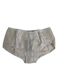 Dolce & Gabbana Gray Cotton Floral Lace High Waist Panty Underwear - IT2 | S - Briefs