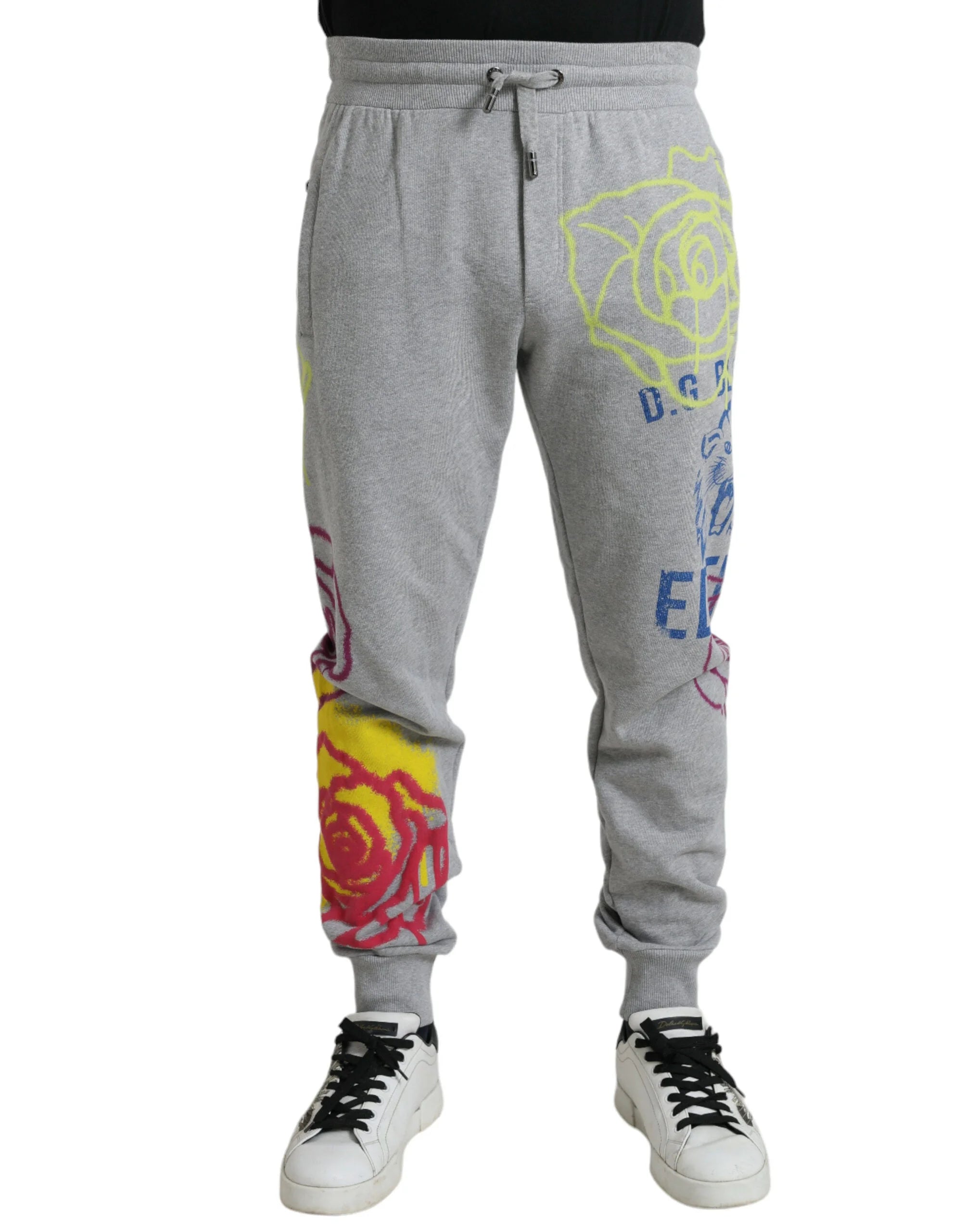 Dolce & Gabbana Gray Cotton Graffiti Sweatpants Jogger Pants - IT48 | M - Joggers