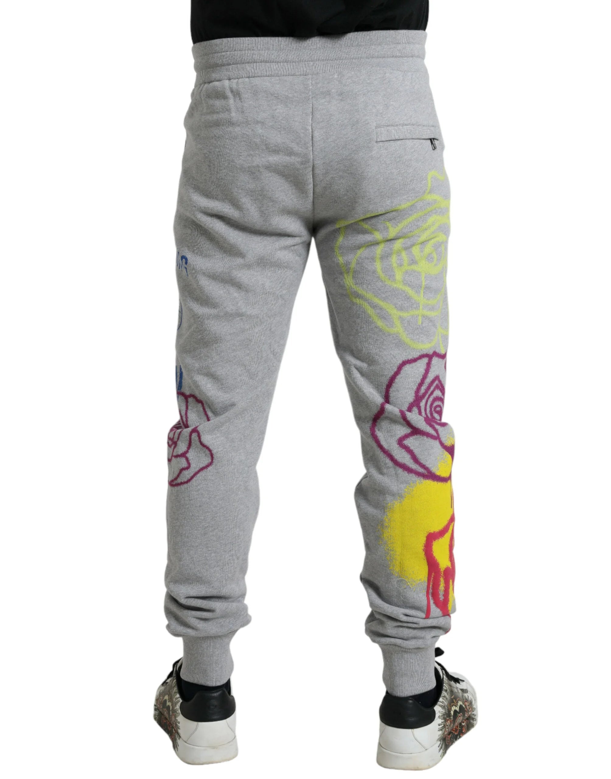 Dolce & Gabbana Gray Cotton Graffiti Sweatpants Jogger Pants - IT48 | M - Joggers