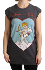 Dolce & Gabbana Gray Cotton L’ Amore Top Tank T-shirt - IT36 | XS - Tank Tops