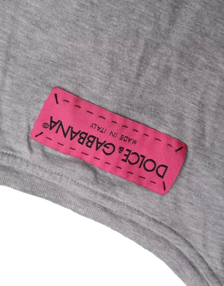 Dolce & Gabbana Gray Cotton L’Amore E’Bellezza Top T-shirt - IT38 | XS - T-Shirts