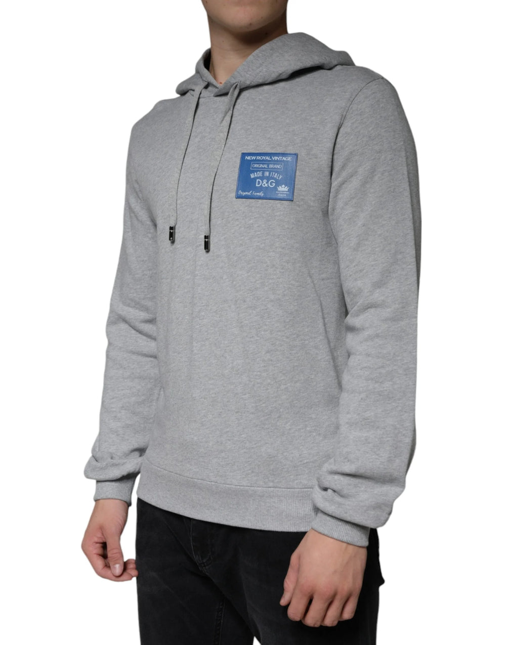 Dolce & Gabbana Gray Cotton Logo Hooded Sweatshirt Sweater - Hoodies