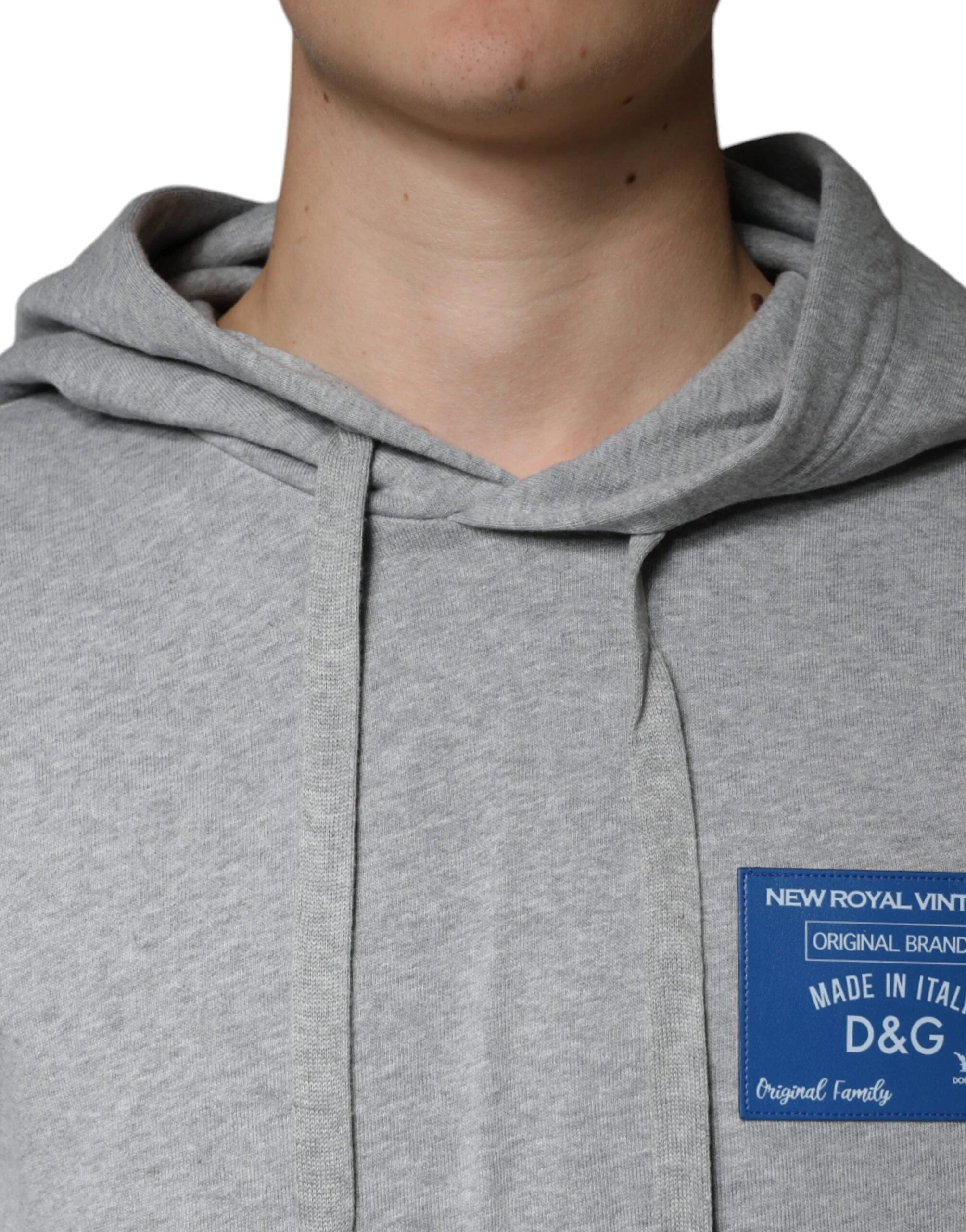 Dolce & Gabbana Gray Cotton Logo Hooded Sweatshirt Sweater - Hoodies