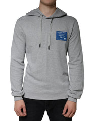 Dolce & Gabbana Gray Cotton Logo Hooded Sweatshirt Sweater - Hoodies