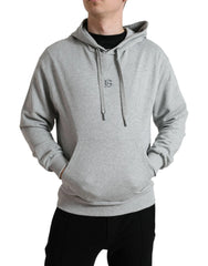 Dolce & Gabbana Gray Cotton Logo Hooded Sweatshirt Sweater - IT42 | XS - Hoodies