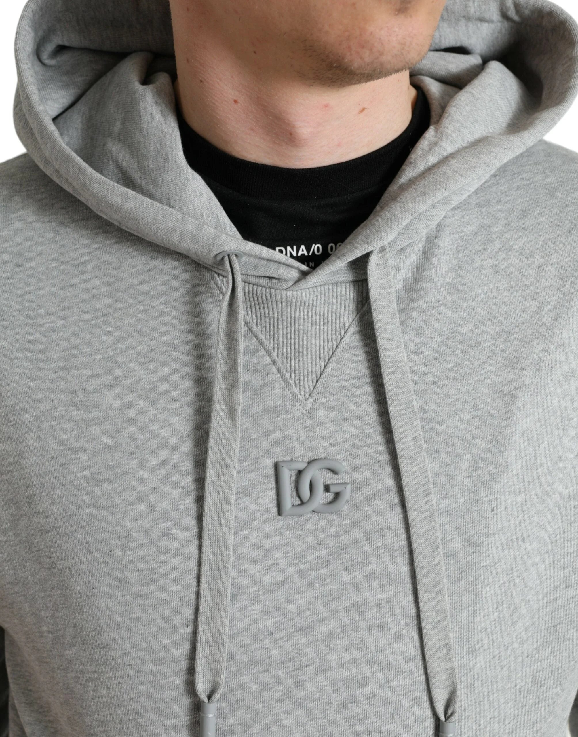 Dolce & Gabbana Gray Cotton Logo Hooded Sweatshirt Sweater - IT42 | XS - Hoodies