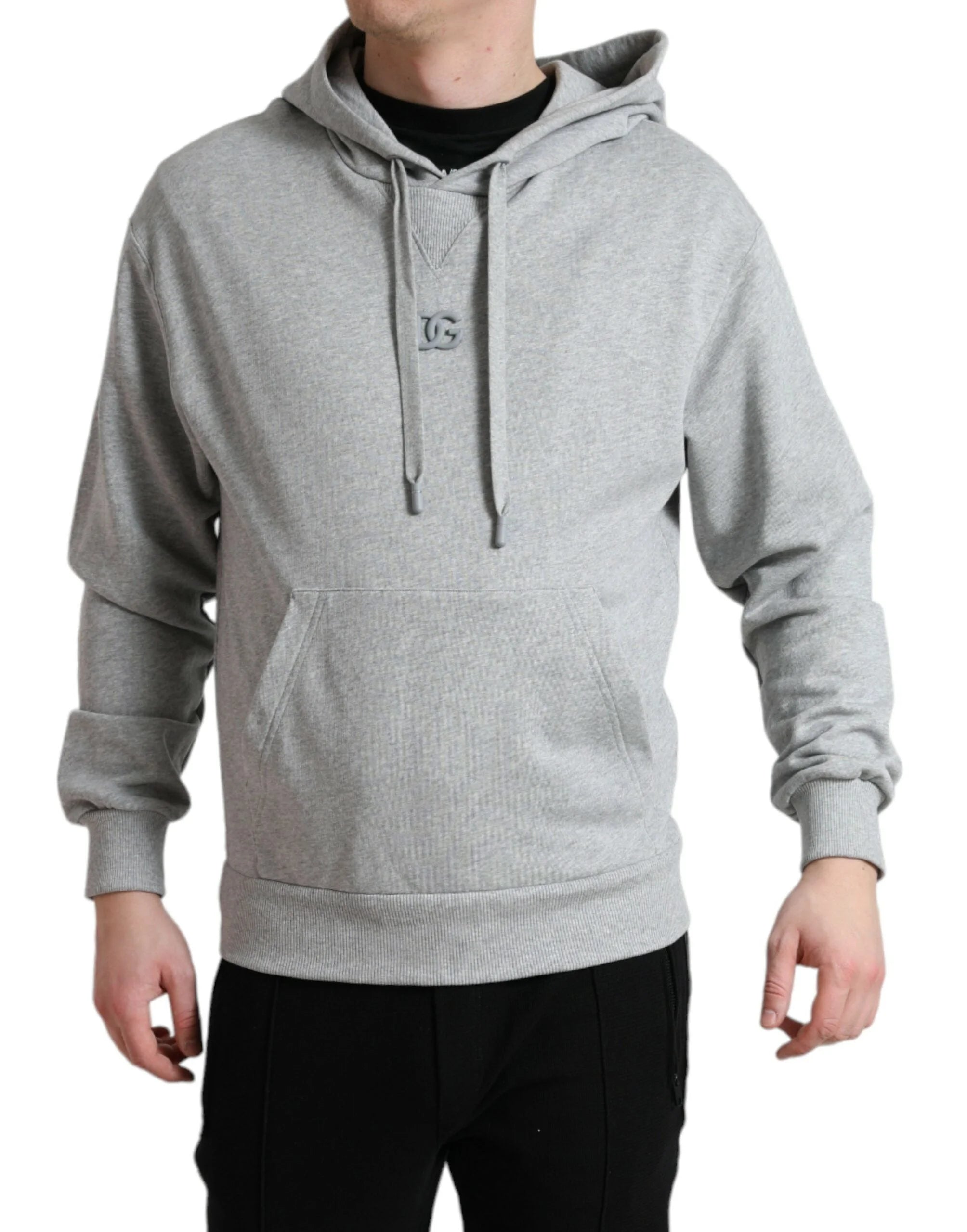 Dolce & Gabbana Gray Cotton Logo Hooded Sweatshirt Sweater - IT42 | XS - Hoodies