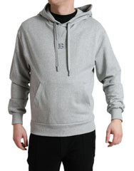 Dolce & Gabbana Gray Cotton Logo Hooded Sweatshirt Sweater - IT42 | XS - Hoodies