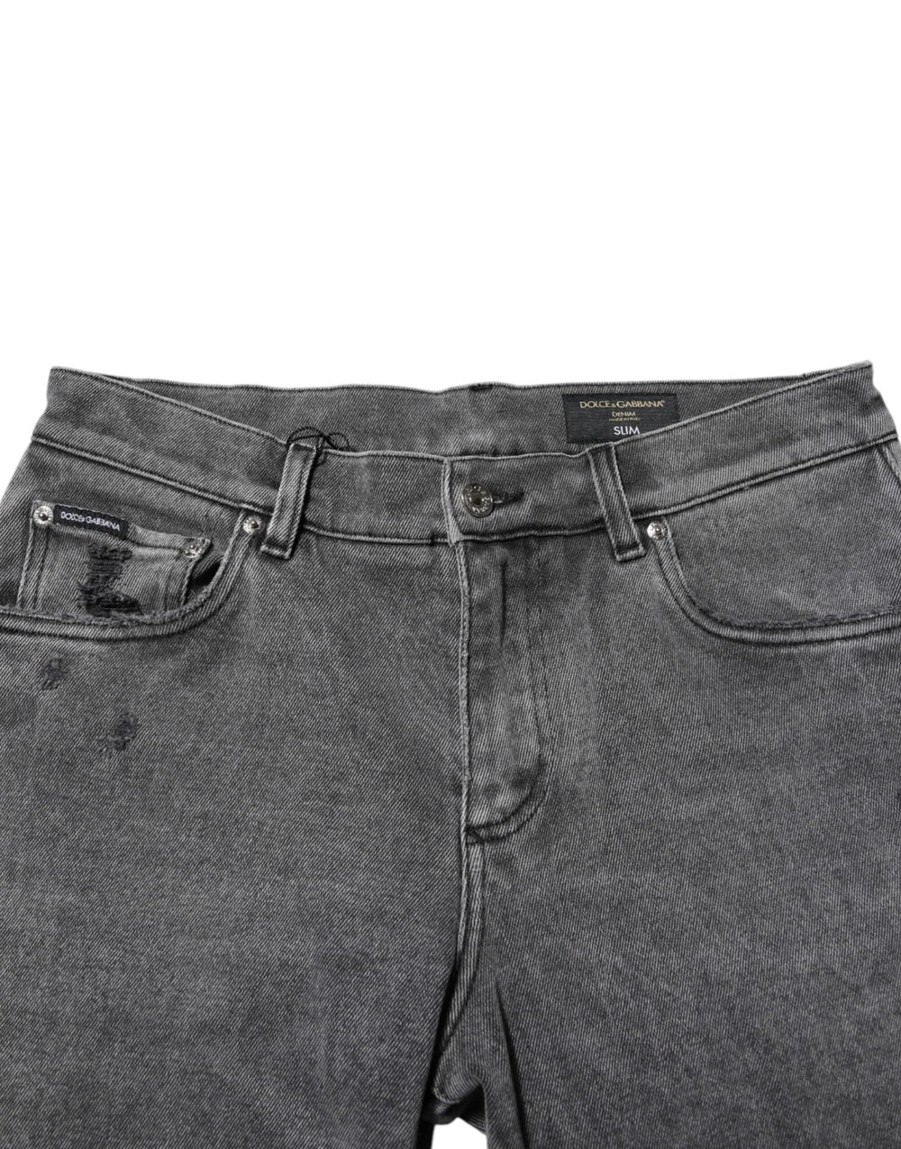 Dolce & Gabbana Gray Cotton Logo Plaque Denim Jeans - IT48 | M - Jeans