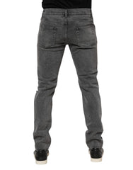 Dolce & Gabbana Gray Cotton Logo Plaque Denim Jeans - IT48 | M